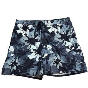 Breakwater Mens Swim Trunks LARGE Navy Blue Hawaiian Board Shorts Mesh Lined
